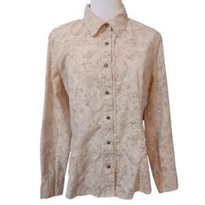 Sweet Artsy Western Shirt Blouse Top M Country Victorian‎ Lace Floral Cottage